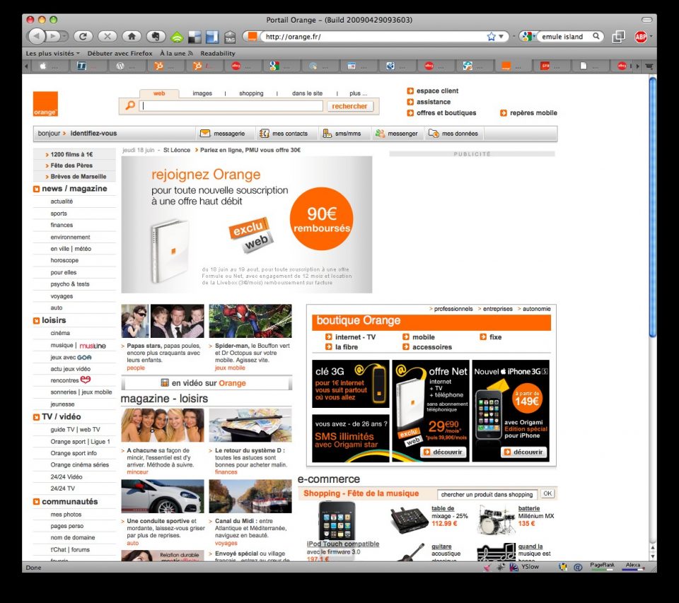 Homepage d'Orange