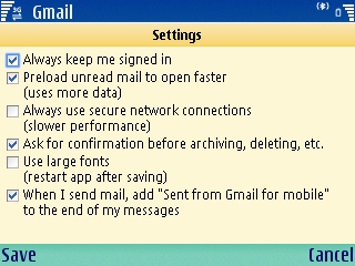 gmail symbian