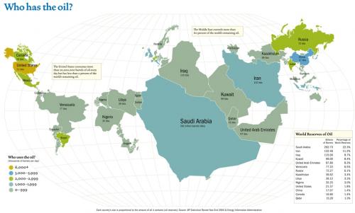 pétrole carte du monde