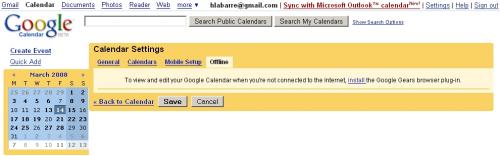 google calendar offline