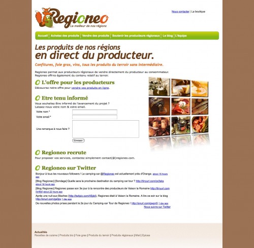 Homepage de Regioneo